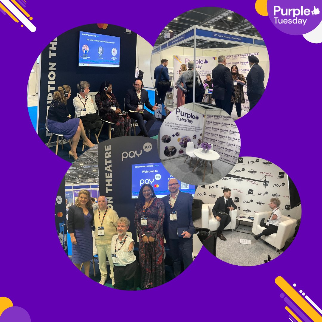 Last week the #PurpleTuesday team joined #ProjectNemo at the Pay 360 expo 🎉💜 It was so interesting having such engaging conversations with people from the Fin Tech world, and starting conversations around accessibility and inclusion. #Accessibility #Disability #Inclusion