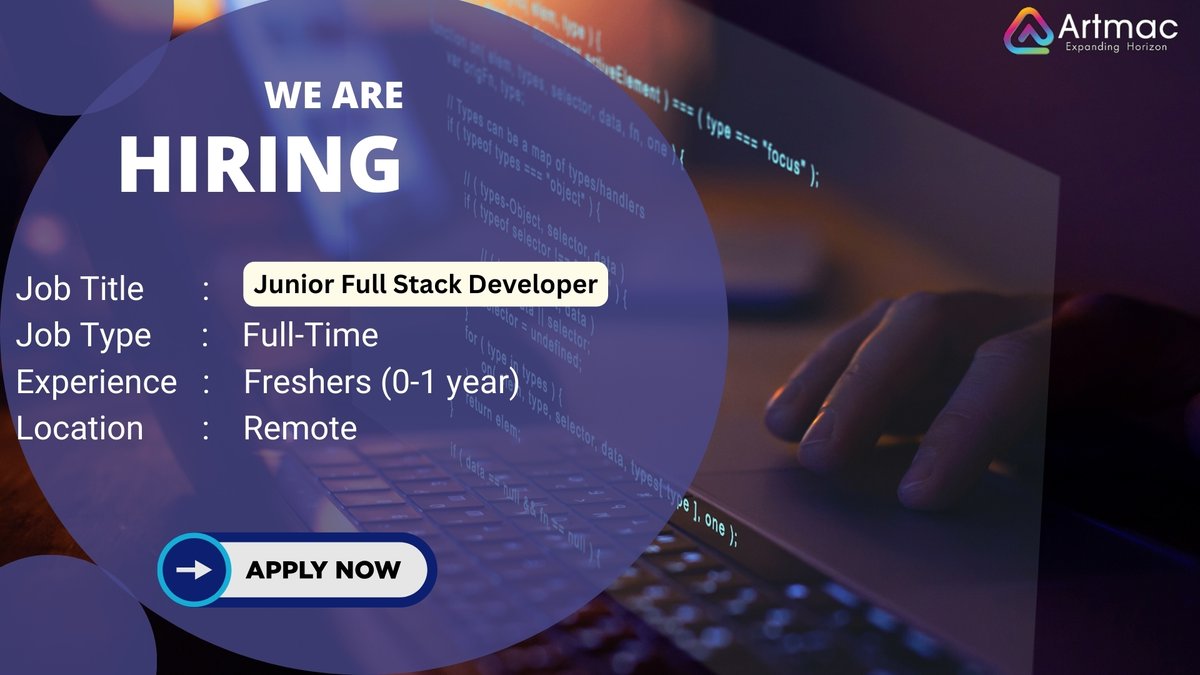 Artmacsoft's tweet image. We are #hiring #juniorfullstackdeveloper for #location #india➡️artmacsoft.com/work-at-artmac… #databasedesign #webservices #datasecurity #efficiency #artmac