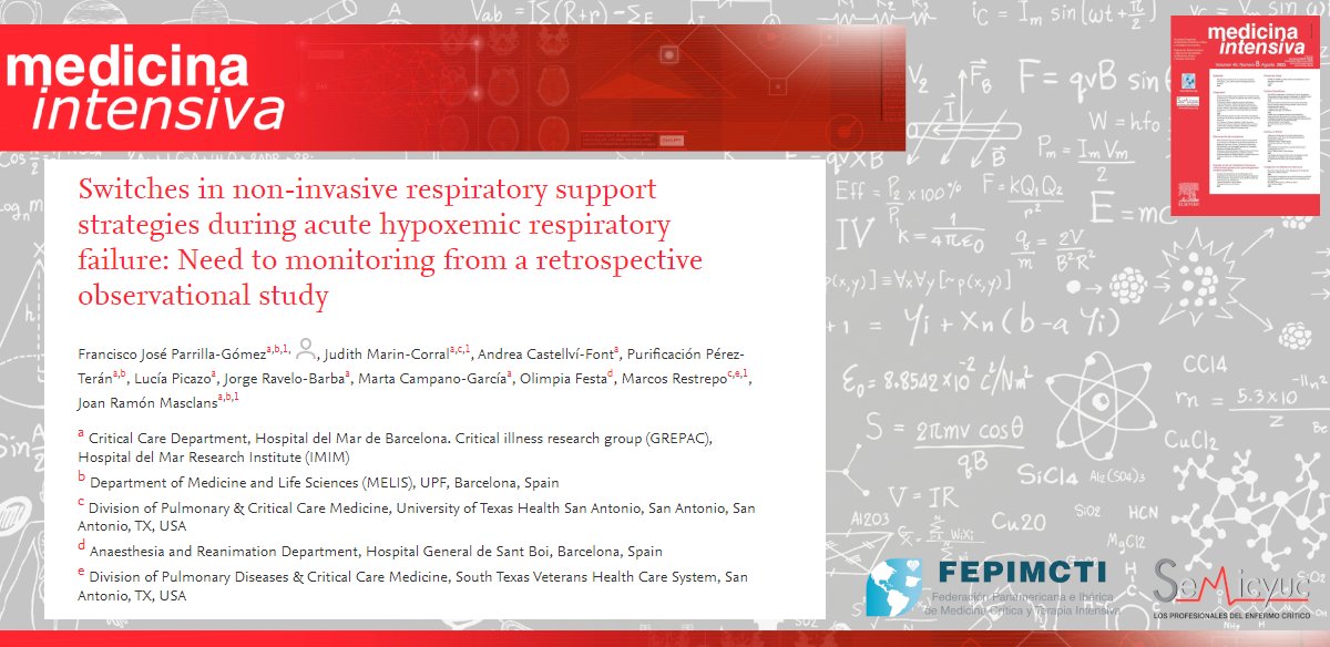 📕 Cambios en las estrategias de soporte respiratorio no invasivo durante la insuficiencia respiratoria hipoxémica aguda: necesidad de seguimiento a partir de un estudio observacional retrospectivo. @Intensiva_med. medintensiva.org/es-switches-in… #medicinaintensiva #terapiaintensiva