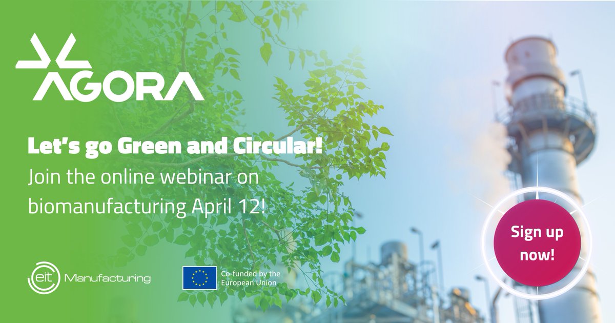 🥬Wondering how nature can improve #manufacturing's impact on the #environment? Brainstorm with the rest of the community on agora-eitmanufacturing.eu by joining the #Green & #Circular thematic community launched a year ago. 🚨Join a dedicated biomanufacturing webinar on 12 April!