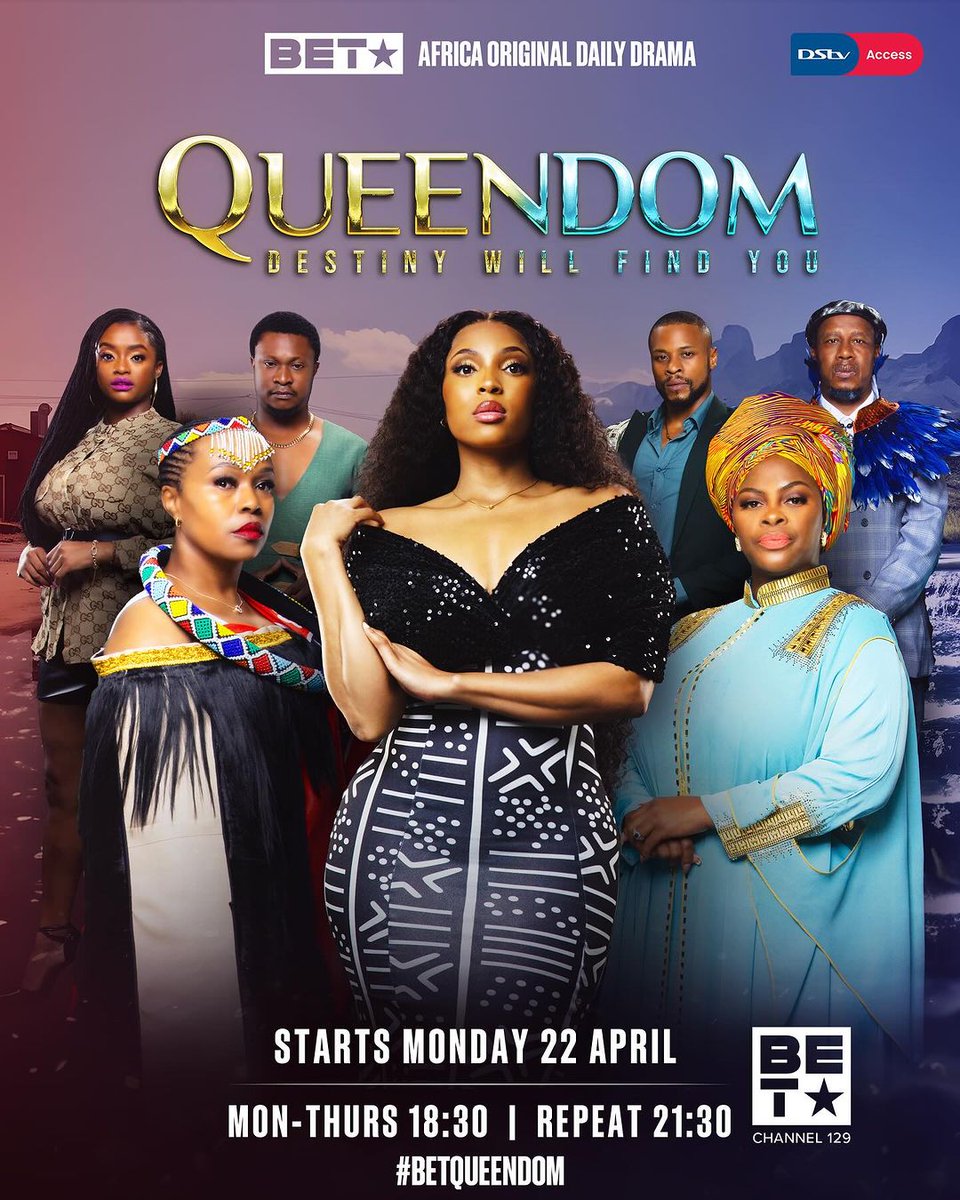 Don’t forget to check out the all-new @BET_Africa daily drama #BETQueendom premiering 22 April Monday to Thursday at 18:30 (DStv Channel 129). The riveting drama brings Mzansi’s acting royalty to our TV screens, including @Linda_Mtoba @DawnThandeka @PallanceDladla and @S_Dlathu