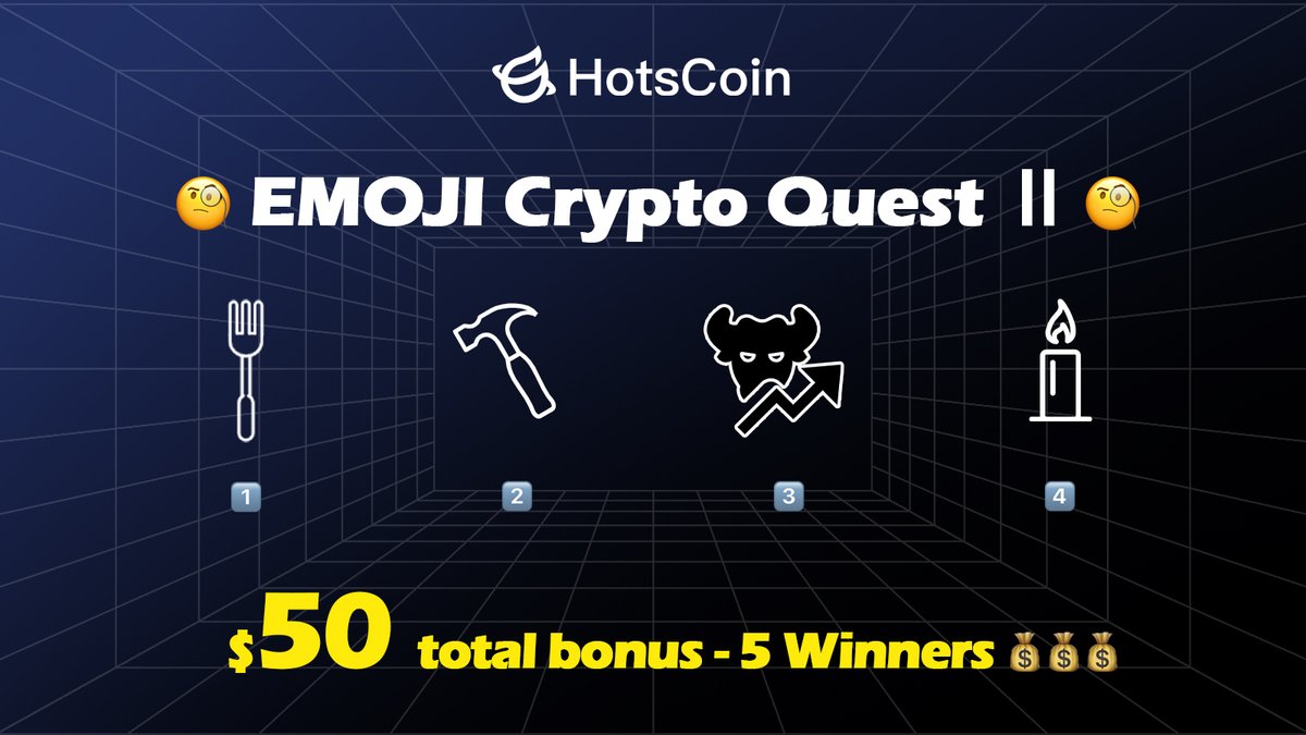 HIBTGlobal's tweet image. 🤩 HotsCoin EMOJI Crypto Quest Ⅱ 🤩

💰 $50 total bonus - 5 Winners

1️⃣ Follow @HotsCoin_ES
2️⃣ Like, RT, TAG 3
3️⃣ Guess the terms/phrases Emoji in the poster and reply to this thread 👇

48 hours ⏳  #CryptoChallenge #EmojiFun #DecodeToWin
