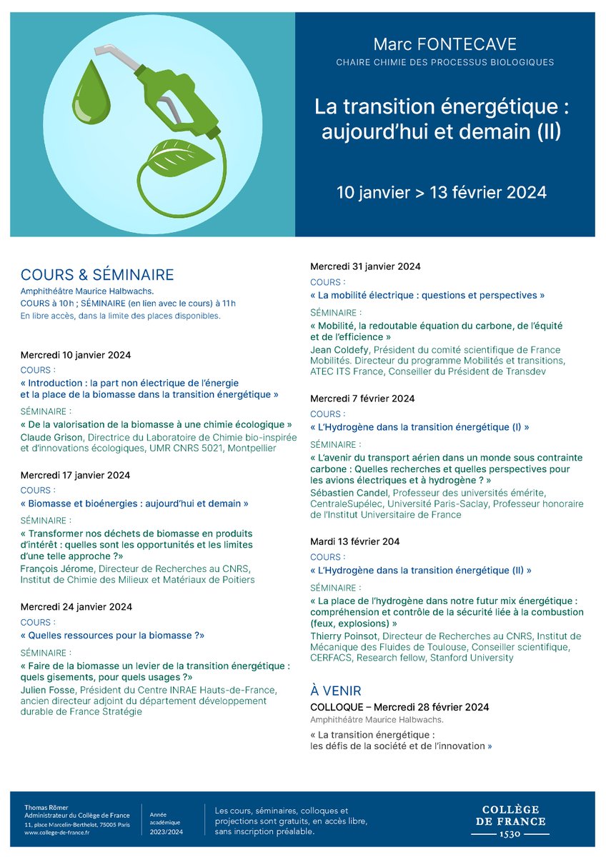 Quelle place pour la biomasse dans la transition énergétique ?

Découvrez 12 cours et séminaires de la chaire Chimie des processus biologiques du Collège de France, orientés sur l’utilisation de la biomasse pour le développement des bioénergies de demain : college-de-france.fr/fr/agenda/cour…