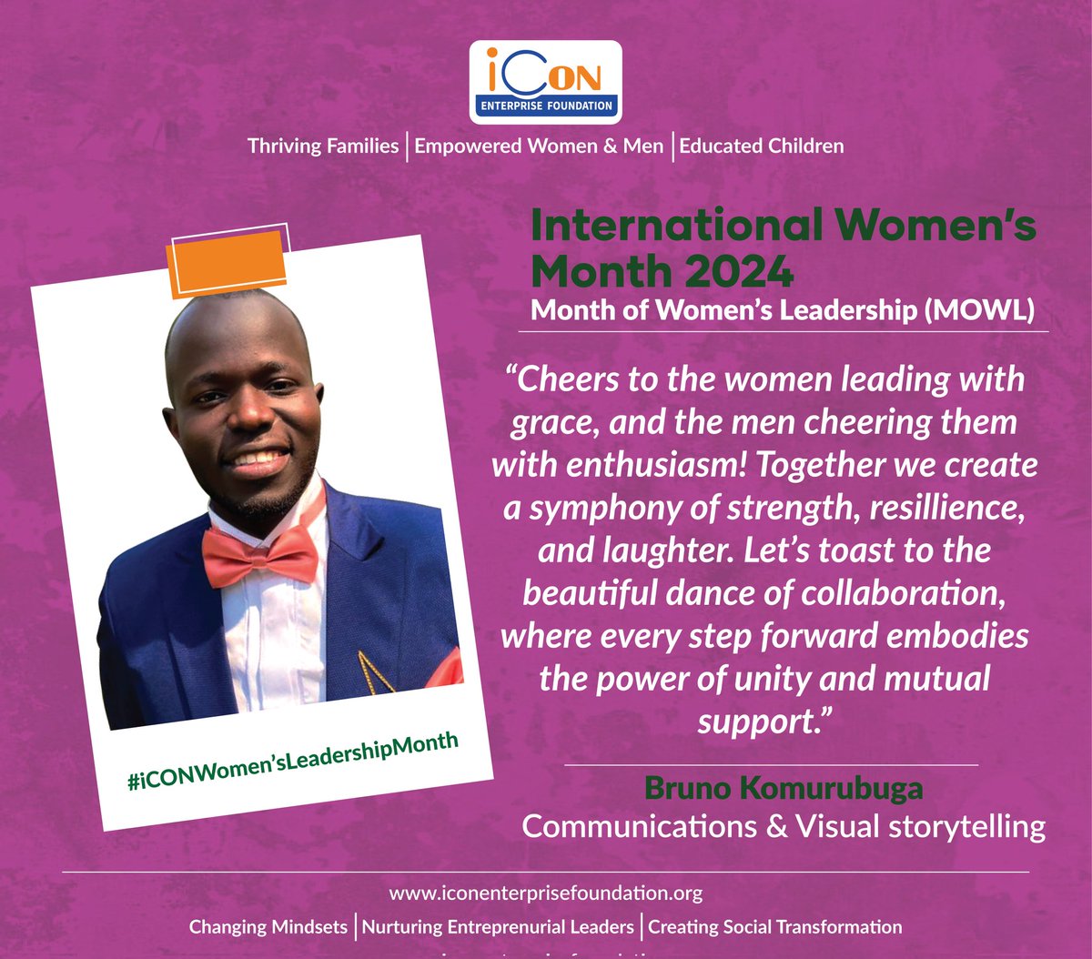 Meet @BrunoKomurubuga, a determined and ambitious young leader who employs inspiration of African cultural heritage with modern day design. #iCONWomensLeadershipMonth #iCONwomen