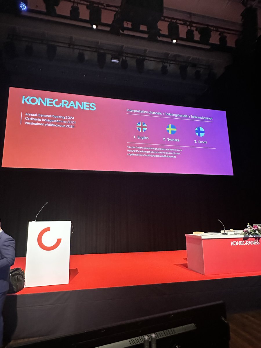 Today we are holding #Konecranes’ Annual General Meeting at the city of Hyvinkää, Finland where our company is headquartered. The video recordings of presentations will be made available on the Company's website at konecranes.com/agm2024 after the meeting. #agm2024 #agm