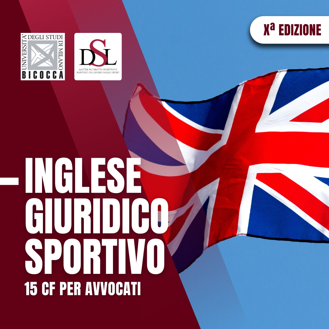 Il modulo di Inglese Giuridico Sportivo del Master consente l'acquisizione di 15 CF riconosciuti dal CNF.

-40h di lezione (5 CFU)
-6 posti disponibili
-17.04.24 termine iscrizioni

linktr.ee/masterdirittos…

<a href="/TizianaVettor/">Tiziana Vettor</a> 
<a href="/unimib/">Università degli Studi di Milano-Bicocca</a>