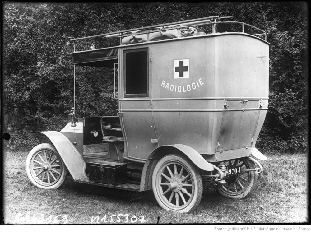 During WWI, Marie Curie created a vehicle that contained a hospital bed, a generator, an X-ray machine and photographic darkroom equipment. These “petite Curies' (below) could be driven right up to the Front. Curie also helped train 150 women as radiology technicians.