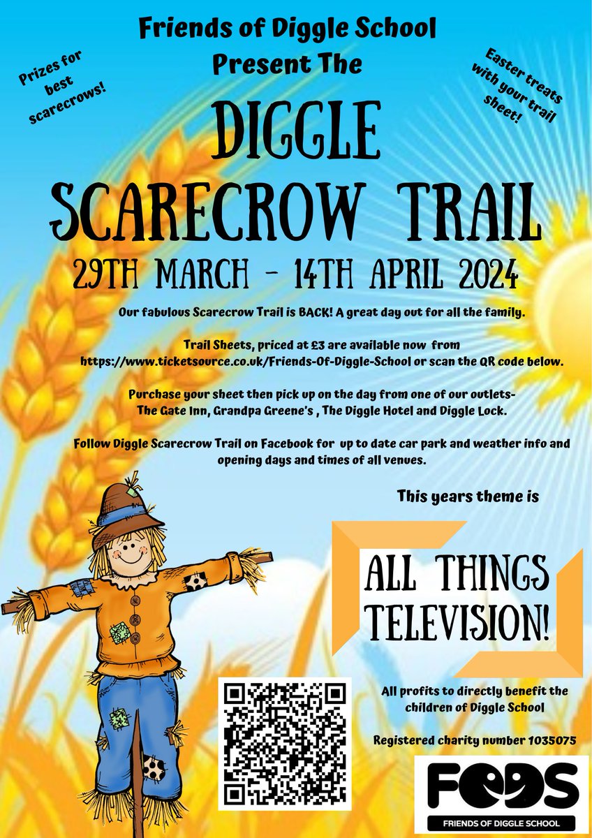 Come and support our local partner primary school in raising funds for Diggle School #fundraising #EasterFun #DiggleScarecrowTrail