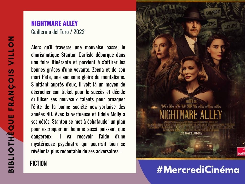 Coup de cœur ❤️ #MercrediCinéma  Nightmare Alley - Guillermo del Toro / 2022
bibliotheques.paris.fr/Default/doc/SY…