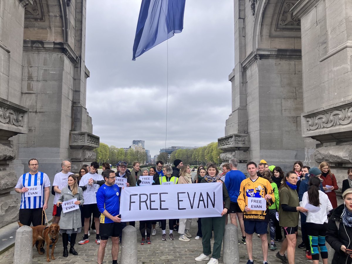 Thank so much to all who came out to #RunForEvan this morning in Brussels. Lots of incredible supporters here for detained journalist Evan Gershkovich and press freedom. #FreeEvan #IRunForEvan