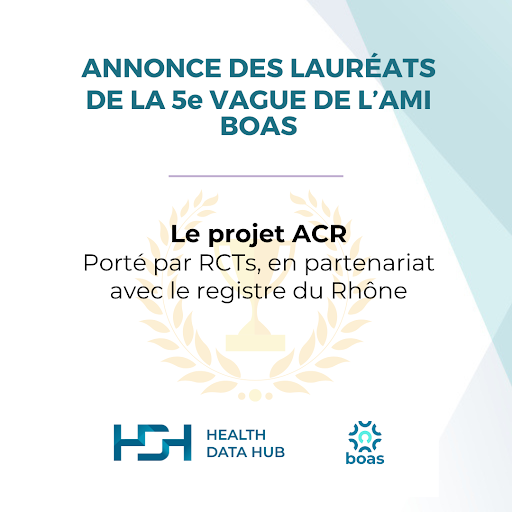 Découvrez un des lauréats de la 5è vague de l’AMI BOAS ! 🏅Le projet ACR, porté par RCTs, avec le registre du Rhône, vise à développer un algorithme d’identification de patients victimes d’un Accident de la Circulation Routière et hospitalisés. health-data-hub.fr/actualites/enc…