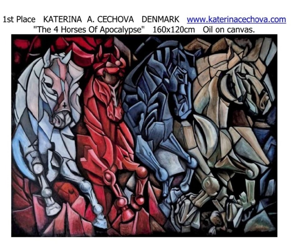 My #paintings made 1st place in #Awards again. #artcollectors choice in #cubism 

#artwork #artist #modernart #contemporary #cubistic #oilpainting  #art #kunst #apocalypse #Bible #horse #horses