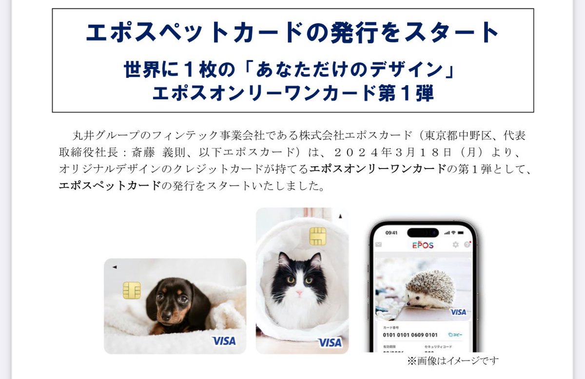 OkuboTaisuke's tweet photo. なんと！
自分の犬や猫がクレカになる🐕🐈
使った金額の一部が保護犬や保護猫の支援につながる✨

最幸なクレカがエポスさんから出ました👍保護犬猫支援はOMUSUBIがサポートさせていただきます😊

@omusubi_pet_01 
@petokoto_news 
@petokotofoods 

#ペットを家族として愛せる世界へ https://t.co/N6SzJfIGdm