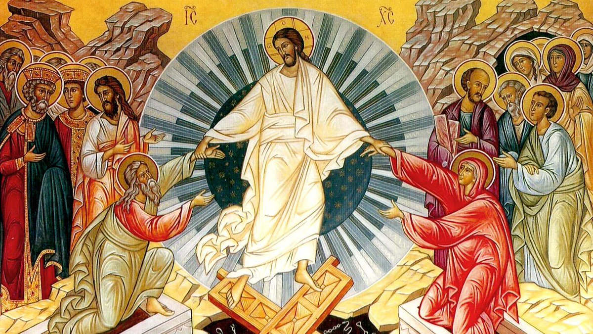 Christos Anesti Ek Nekron Thanaton Thantos Patiisas Kai tis en tis Mnimasi Zoin Harisamenos Christ is risen from the dead, trampling down death by death, and to those in the tombs, granting life Happy Easter