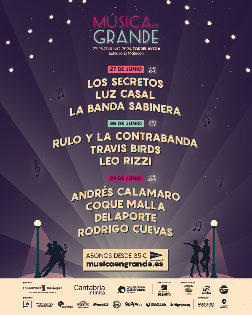Ya están a la venta las entradas de día de #MusicaEnGrande24💥

🎟Entradas disponibles desde 16€ en link de la BIO🎟

⚠️Recordad que los precios especiales para clientes del Banco Santander sólo son aplicables para entradas VIP o césped⚠️

<a href="/cant_infinita/">Cantabria Infinita</a>