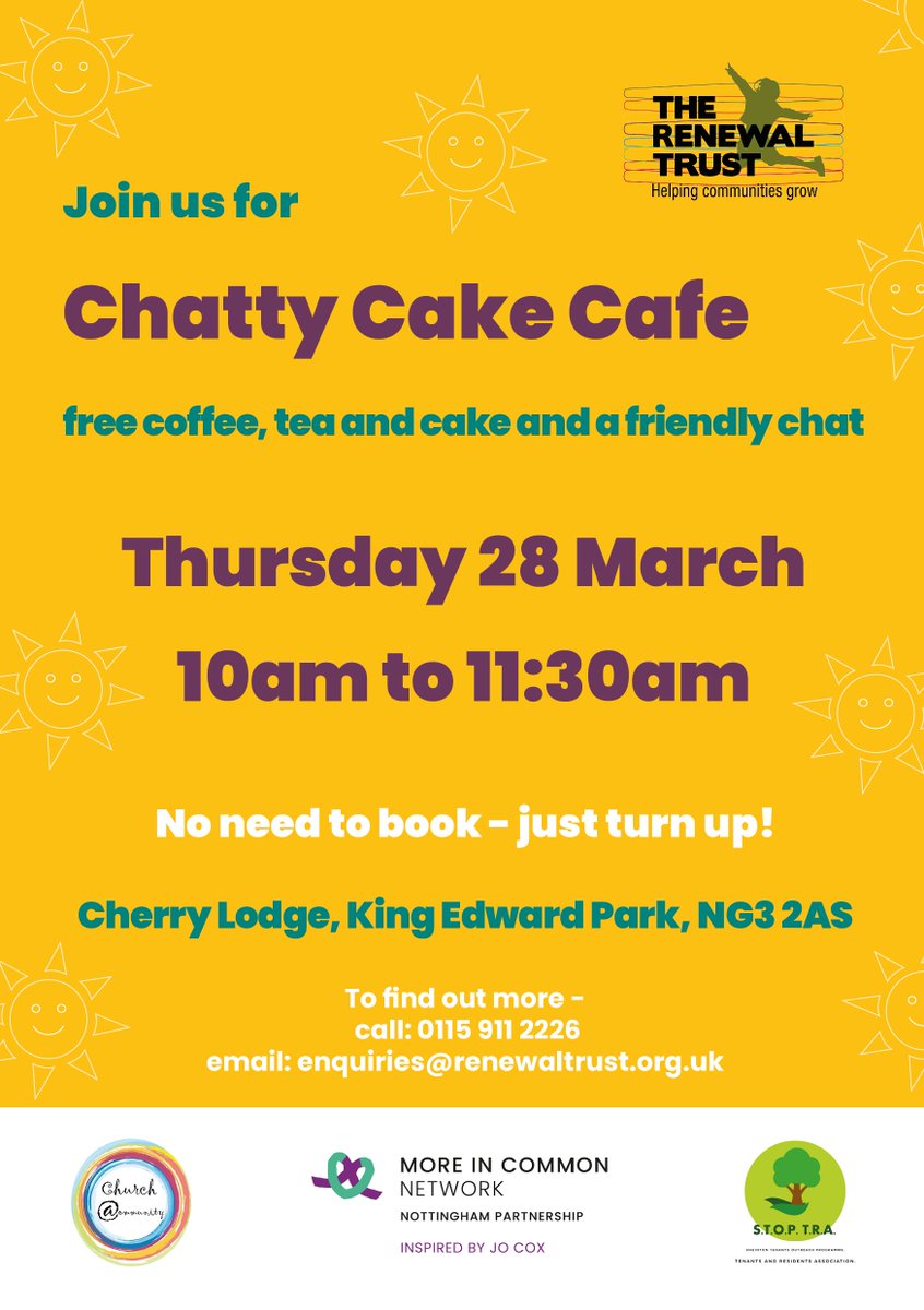 Join us for the last Feel Good Thursday before we break for the Easter holidays! This week we are joined by cake from Chatty Cake Cafe. Thursday, 9:30am to 11:30am and cake from 10am. Everyone welcome and no need to book, just turn up #FeelGood #warmhub