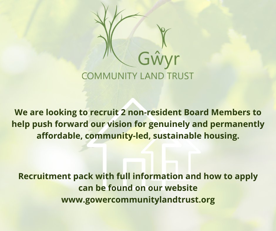 ** We are recruiting **
Two Non-Resident Board Members
This is an exciting opportunity to be involved in an organisation challenging the way housing is instigated, designed, built and managed, putting local people at the centre of the whole process.
gwyrcommunitylandtrust.org/board-recruitm…