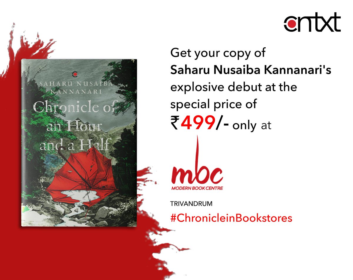 #Trivandrum @modernbookcentr has a special offer for you! 
Get your copy of @SaharuNusaiba's Chronicle of an Hour and a Half today. 

#ChronicleinBookstores