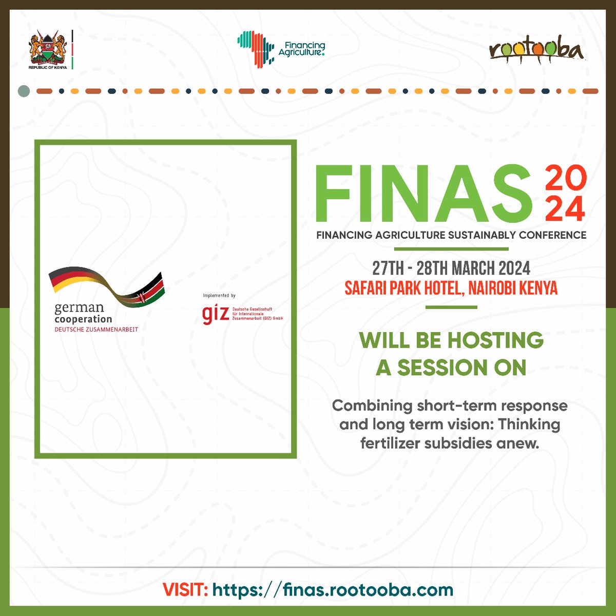 #FINAS2024 in partnership with @giz_gmbh #Financing Agriculture sustainably! Resourcing agriculture, framework for financing agriculture and digitalization of agriculture. @petermgitika @AsnetKenya @kilimoKE @rootooba @FINASAfrica.