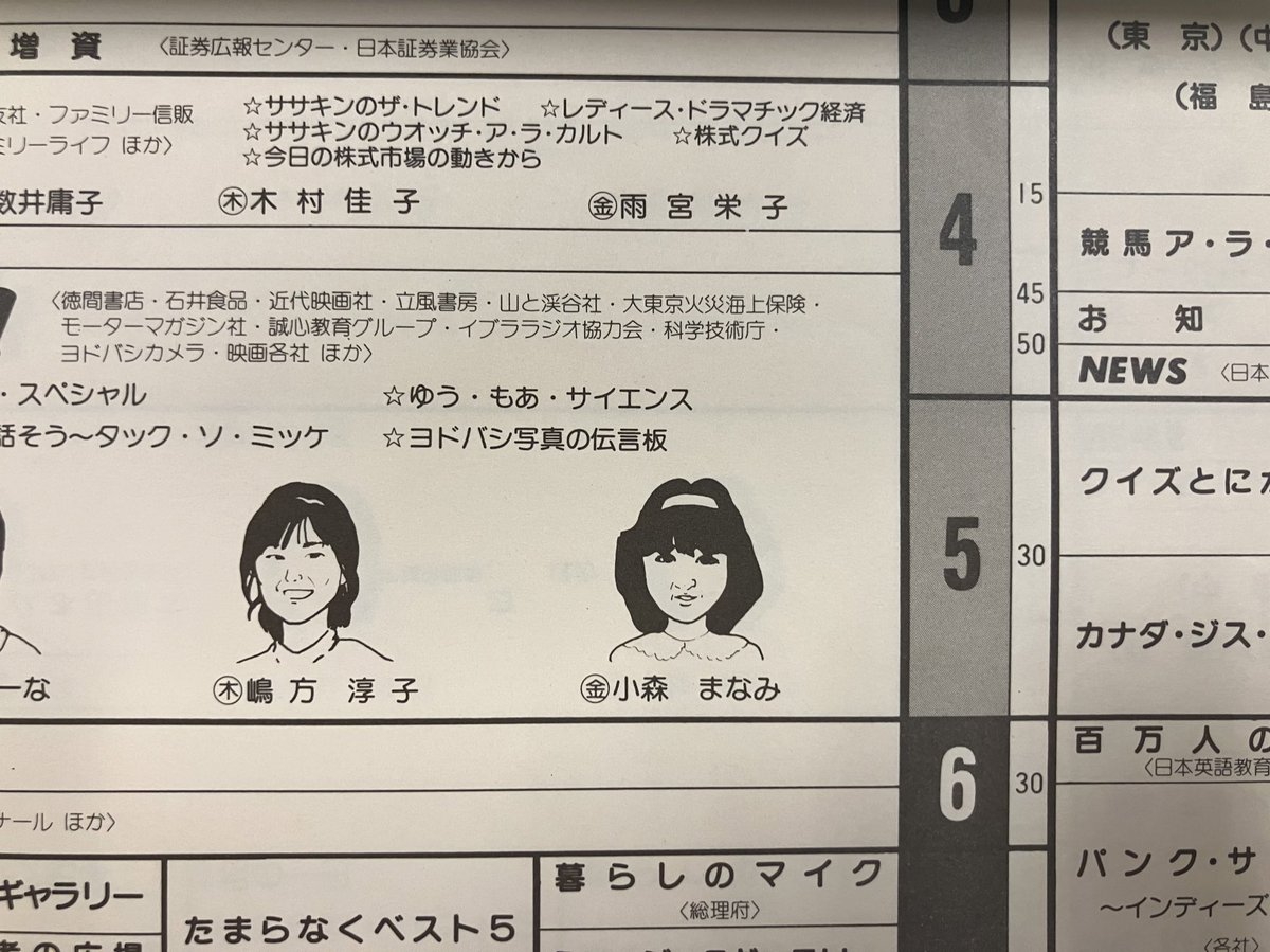 当時の番組表発見！！ #小森まなみ #ラジオたんぱ