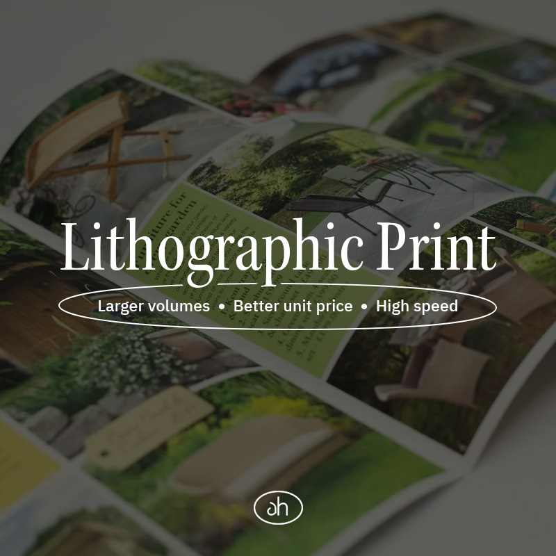 Large volume print project coming up? Our lithographic process is the ideal solution! The initial set up cost is slightly higher but the cost per unit decreases as the volume increases, meaning the more you print the less you pay per item – making litho a cost-effective option.