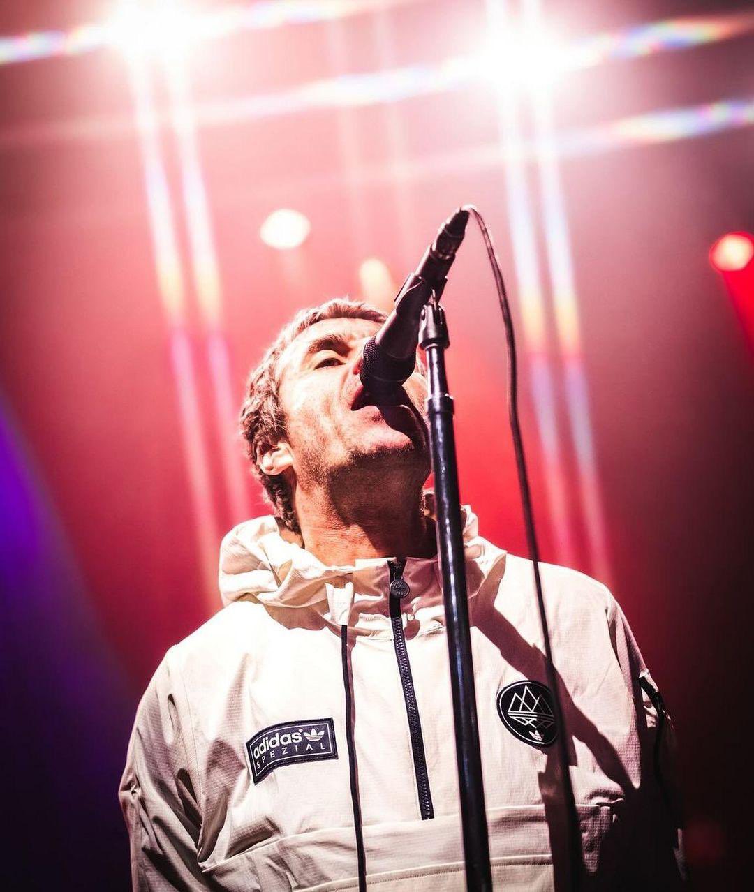 Liam Gallagher Fans Club on X Liam Gallagher in London wearing the Todmorden smock with navy blue branding from adidas Spezial Pre Spring 24 releasing April 4th from adidas Confirmed and stockists