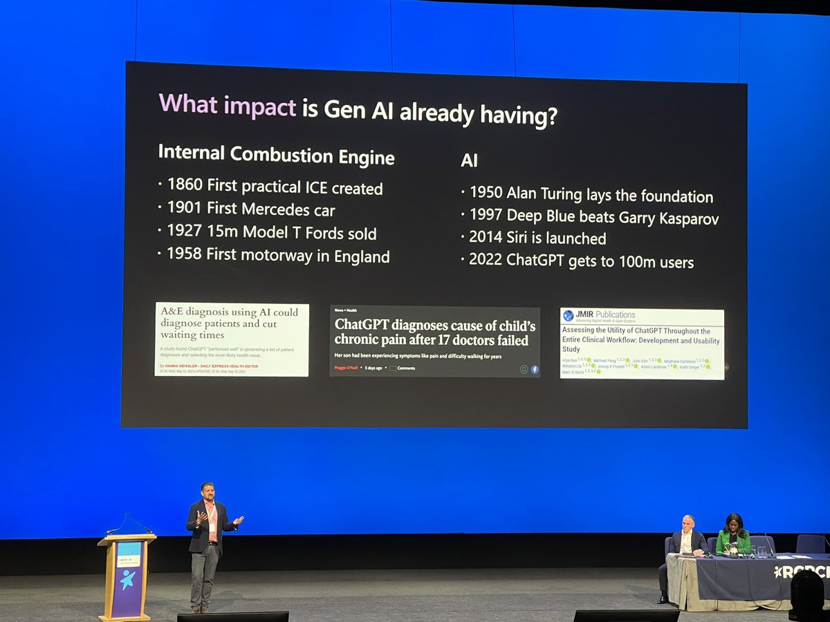 When patients come to us having spoken to a @chatbotgtp and arrived at a diagnosis - - we will have to adapt our approach and style. Last day #RCPCH24 with @UmangPatel1 I’m very excited about the future of healthcare with AI at the centre! @RCPCHtweets @DFTBubbles