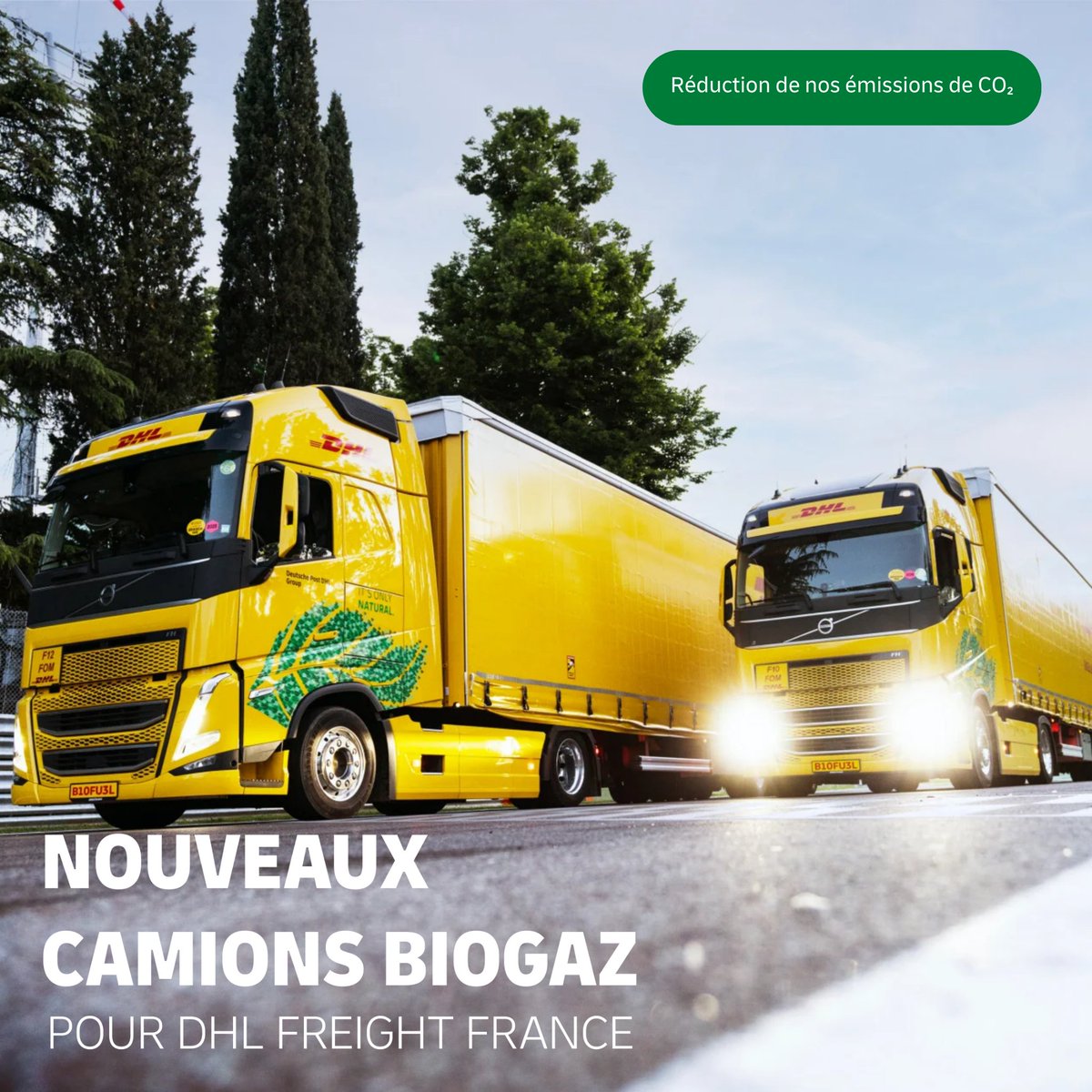Deux nouveaux camions biogaz rejoignent DHL Freight France 🍃🚛 Ces deux nouveaux camions biogaz démontrent l'engagement que nous avons pris depuis 2019 pour réduire nos émissions de CO2 de 30 % d'ici 2030. #camions #green #durabilite #ecologie #transport #freight #france