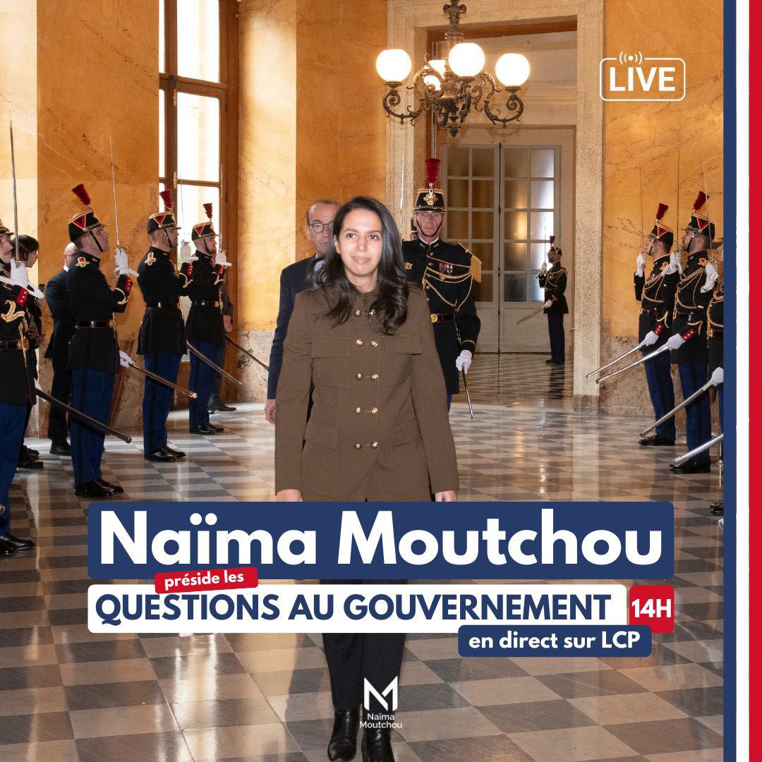 🏛️ @NaimaMoutchou présidera la séance des #QAG à 14h en direct sur @LCP ! ➡️ lcp.fr/direct-lcp-5434