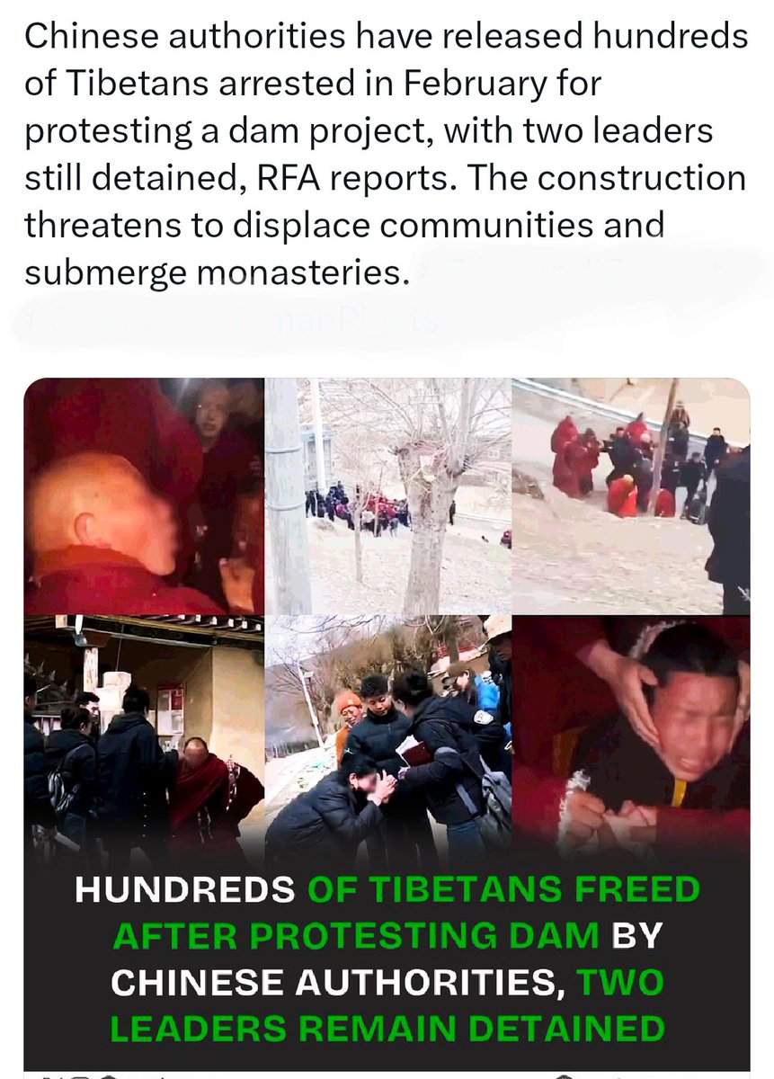 Tenzin__Tibet's tweet image. རང་མོས་ཨེ་ཤ་ཡའི་རླུང་འཕྲིན་ལས་ཁུངས་ཀྱིས་བསྒྲགས་པ་ལྟར་ན། ཀྲུང་གོའི་དབང་འཛིན་ལས་ཁུངས་ཀྱིས་རྒོལ་གཏམ་རགས་ཆེན་གྱི་རྣམ་གྲངས་བརྒྱ་ཕྲག་ཁ་ཤས་གློད་འགྲོལ་བཏང་བ་དང་། ཟླ་2པར་འཛིན་བཟུང་བྱས་པའི་བོད་མི་དེ་གཉིས་སྔར་བཞིན་བཀག་སྐྱིལ་བྱས་ཡོད། 
@BattaKashmiri @DrLoupis 
#HumanRights #DamProject