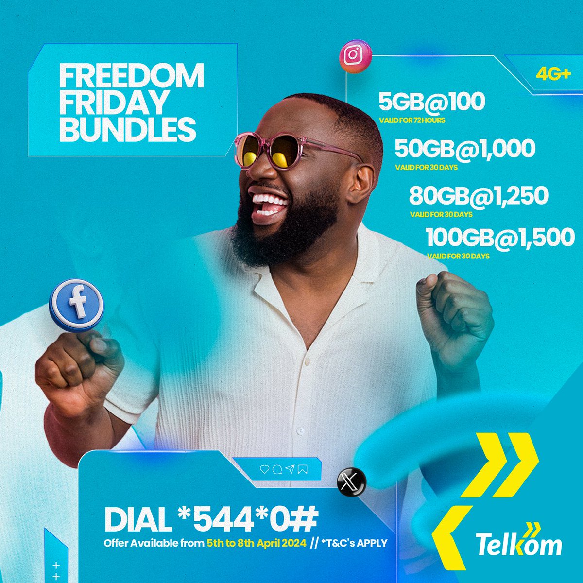 You can't fight that #FreedomFriday feeling! 🎉 Get 5GB for just 100 bob or go all-in with 50GB for 1K, valid for 30 days! Whether streaming the F1 race at Suzuka, or sharing memes on the group chat, we've got a bundle for you. Just dial *544*0# and let the weekend begin 😎