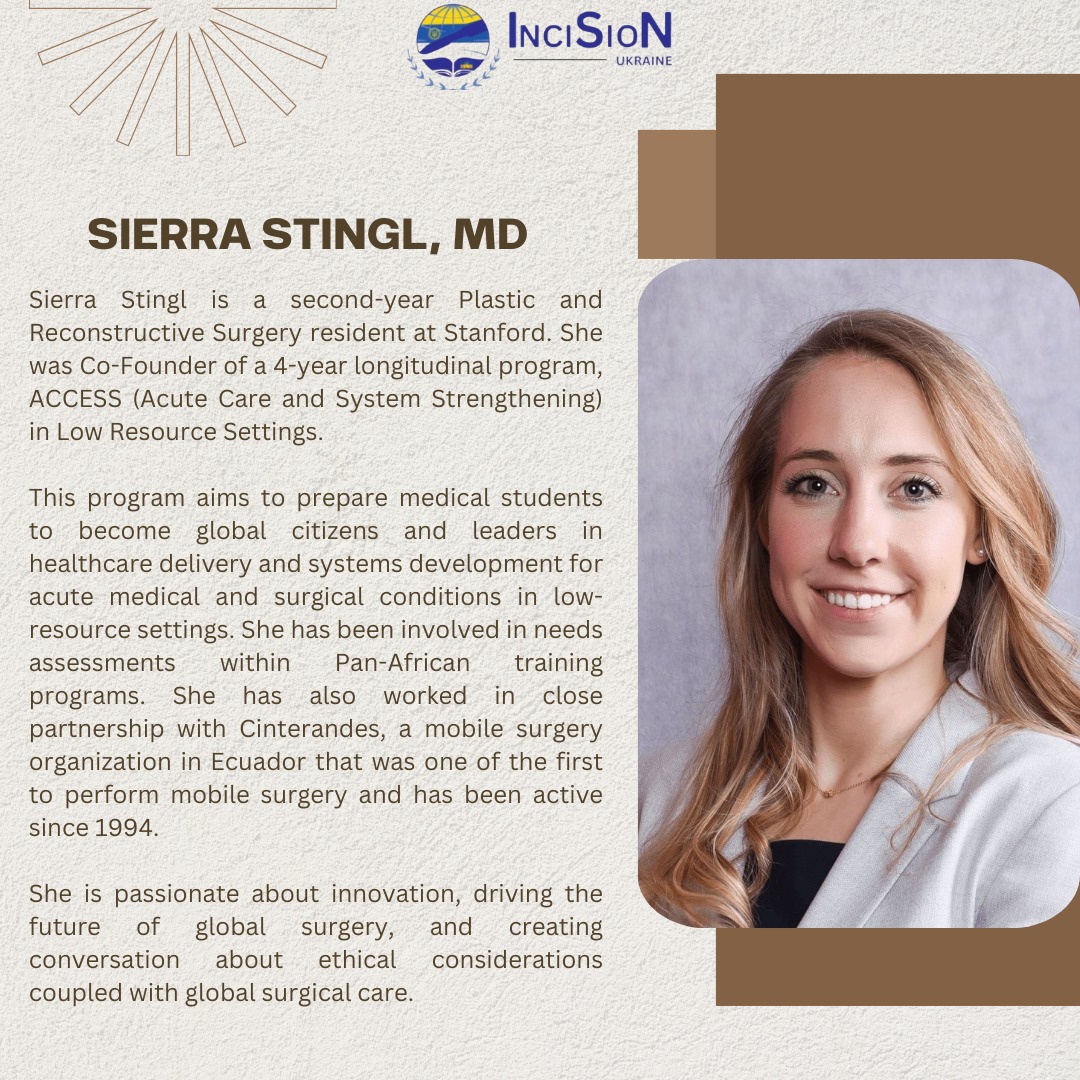 📣 Join us in welcoming @csstingl ✨Co-founder of ACCESS, passionate about global surgery ethics🎙️ 📅: March 30th, 2024 ⏰: 16:00-18:00 CET 🖇️ Register forms.gle/9MeNBjepUM3fFq… RSVP now! ✅ #WomenInGlobalSurgery #Leadership #incisionukraine