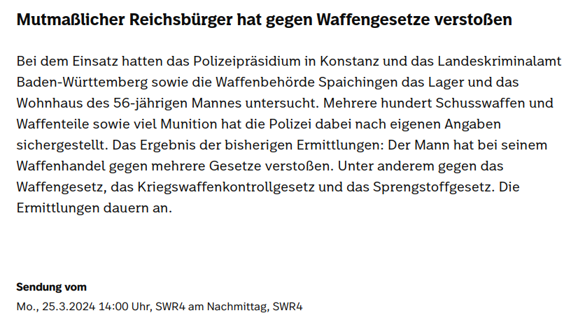 AfaNord's tweet photo. Nach #Razzia am 14.3. in #Aldingen wurden in Aixheim Dorf &amp; im Ortsteil Neuhaus bei einem mutmaßl. #Reichsbürger &amp; Waffenhändler (56) hunderte Schusswaffen, Waffenteile &amp; Munition sichergestellt. Der Verdächtige Frank P. soll im Schützenverein aktiv sein. 1/x

#NoNazis #NoAfD https://t.co/Z6zhs9Q6Yf