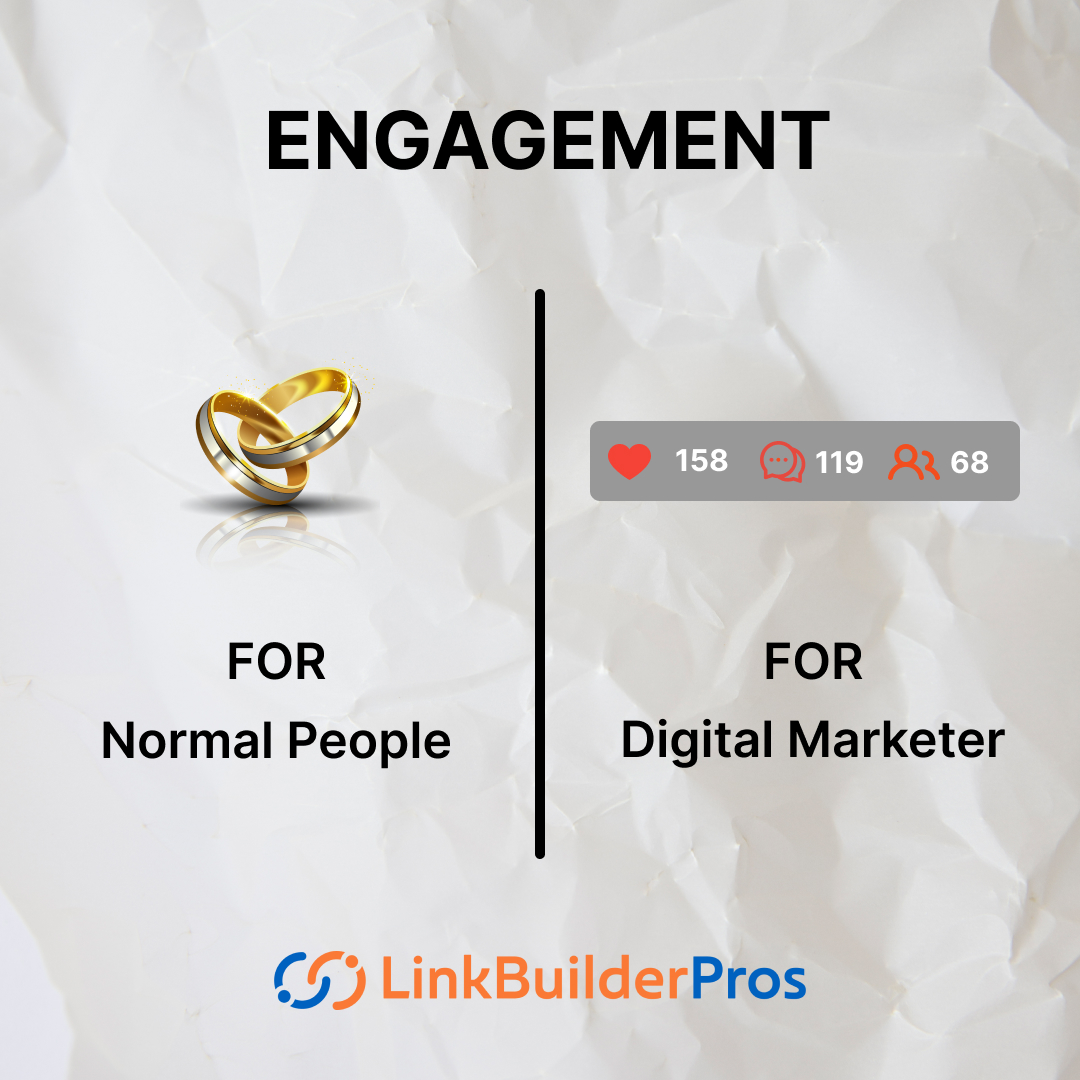 Engagement for Normal People vs Digital Marketer.😎

#DigitalMarketing #SEO #linkbuilderpros