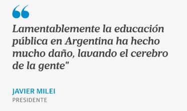 Acusación falsa, completamente falsa, intencionadamente falsa del Presidente Milei. Él fue al colegio privado y a la universidad privada, envidioso de la gran educación pública argentina. Yo recibí en el Nacional y en la UBA la mejor educación imaginable a nivel mundial.