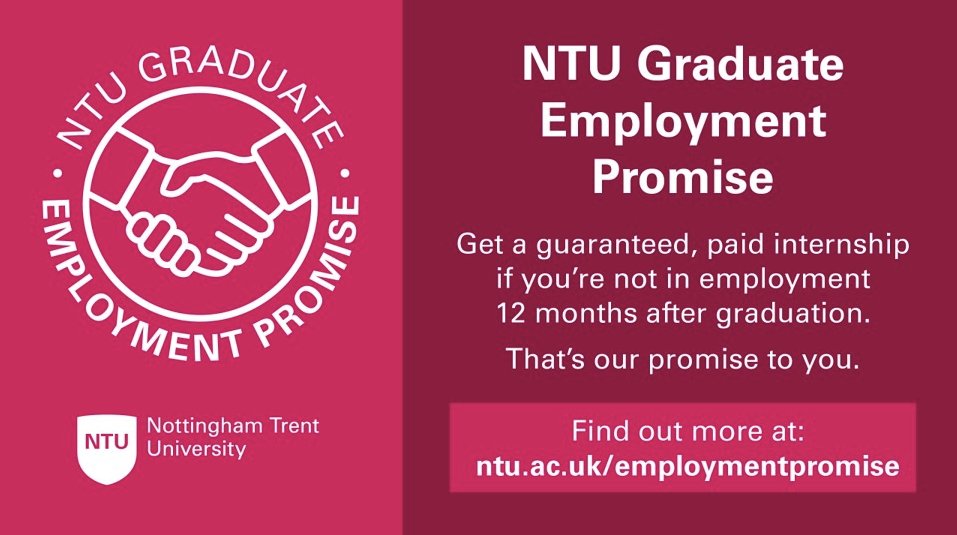 We're proud of our @NottmTrentUni graduate promise - a guaranteed, paid internship if you're not in suitable employment 12 months after graduation 🎓 Learn more about NTU's graduate promise at: ntu.ac.uk/employmentprom…
