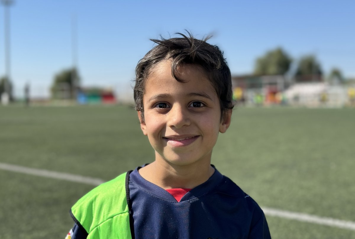 'I enjoy Riadati sessions because when I fall on the grass, I don't get hurt, and I don't have to watch out for cars.' Mohammad, 9-year-old, during a Riadati session at Balcony CBO in Sahab, Amman. #PassItOn #Peacebuilding #SportForPeace #MHPSS #OlympicRefuge