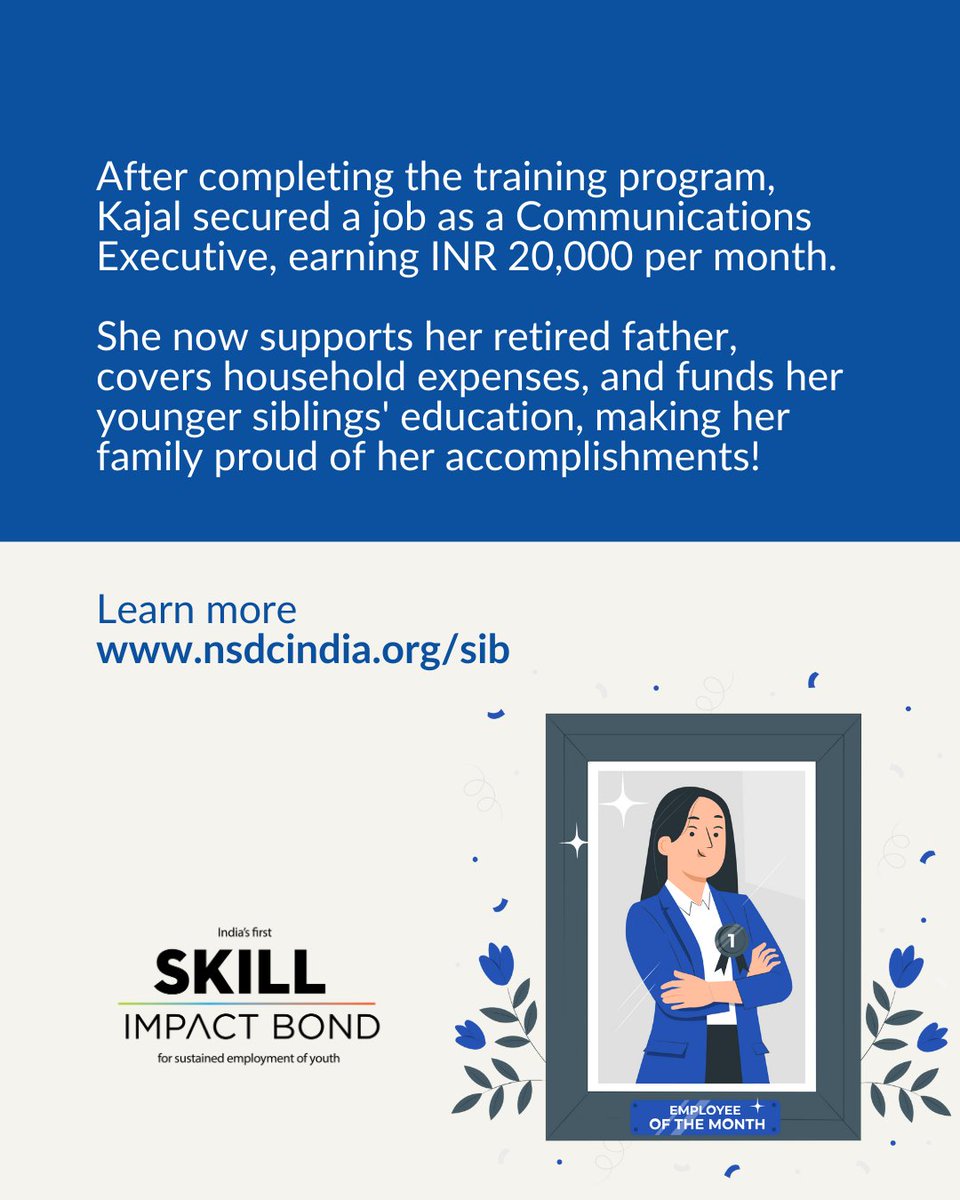 Swipe through to read Kajal’s story on how #employment can lead to #empowerment. She is just one of the 24,000 youth whose lives have been impacted by the #SkillImpactBond in #India. @HSBC_IN @DellFdn @CIFFchild @DubaiCares @JSWFoundation @FCDOGovUK @NSDCINDIA #DalbergAdvisors