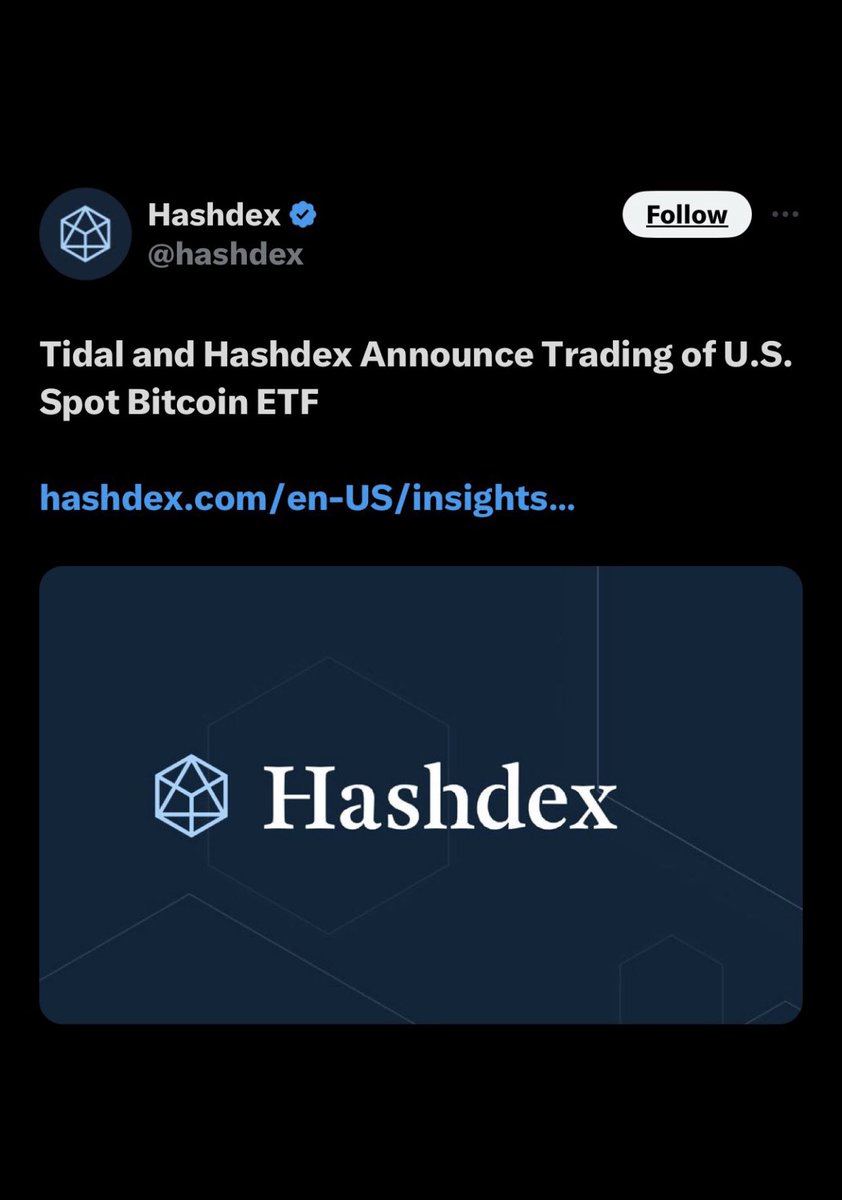 Tidal và Hashdex công bố Quỹ Bitcoin Spot ETF, đây là Quỹ Quỹ Bitcoin Spot ETF thứ 11 tại Hoa Kỳ 🇺🇸