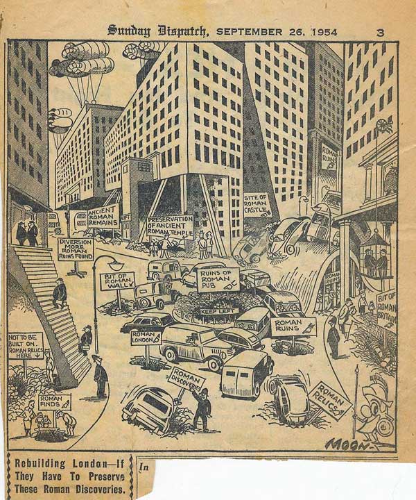 #PerCornell at #EAC2024 - #fascist #Rome created a #DesertofMonuments as totalitarian control of cityscape there is also anti-monument (#NIMBY?) politics - 1954 cartoon & 1989 ministerial fears that '#archaeologists could turn the whole #CityofLondon into a #museum'