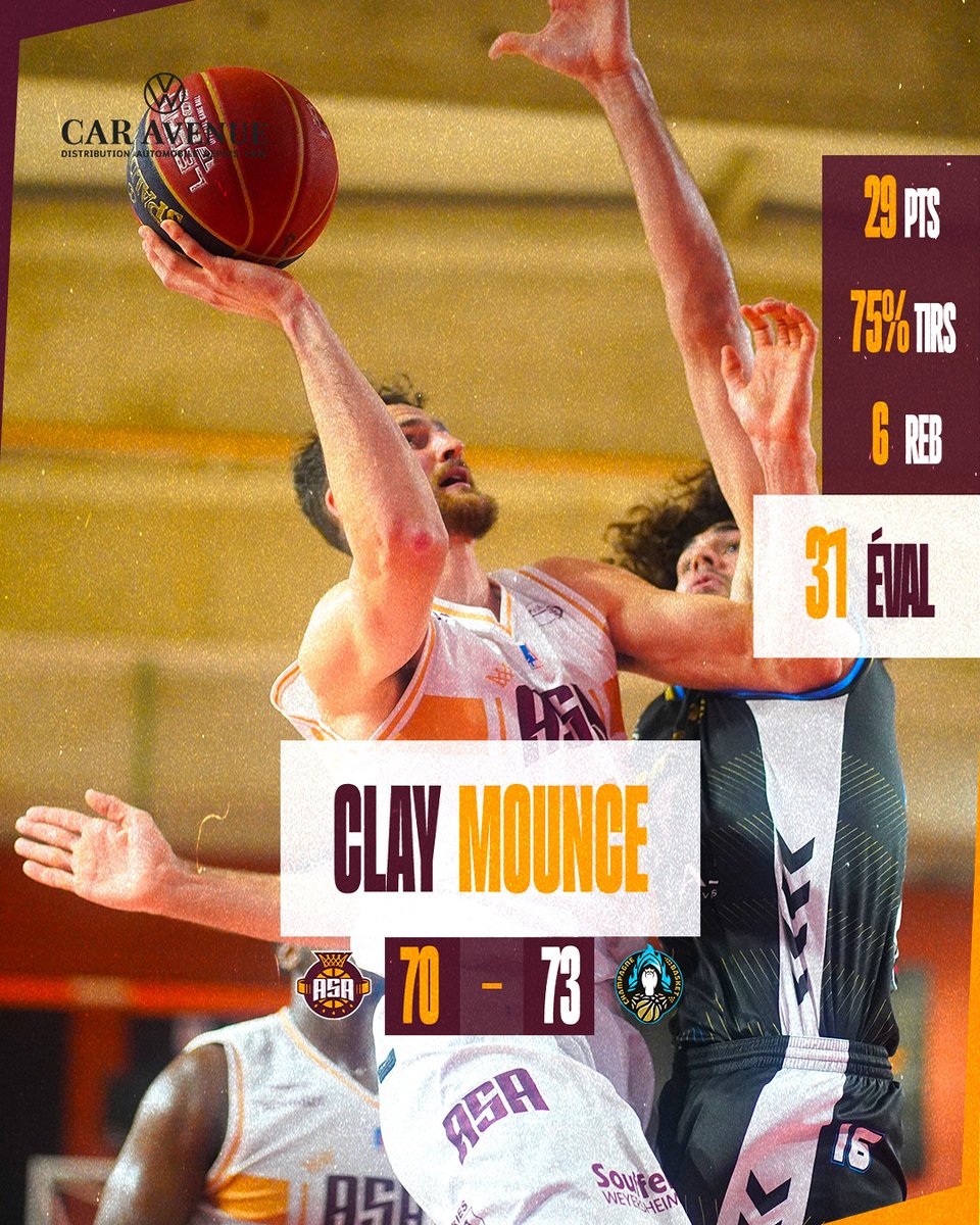 𝐒𝐇𝐄𝐄𝐒𝐇 <a href="/clay_mounce/">Clay Mounce</a> 🙌🏻
➡️ Record en carrière égalé pour Mister Mounce hier soir !🔥

Quelques actions en thread 👇🏻
#GoASA #ProB #ASAFamily