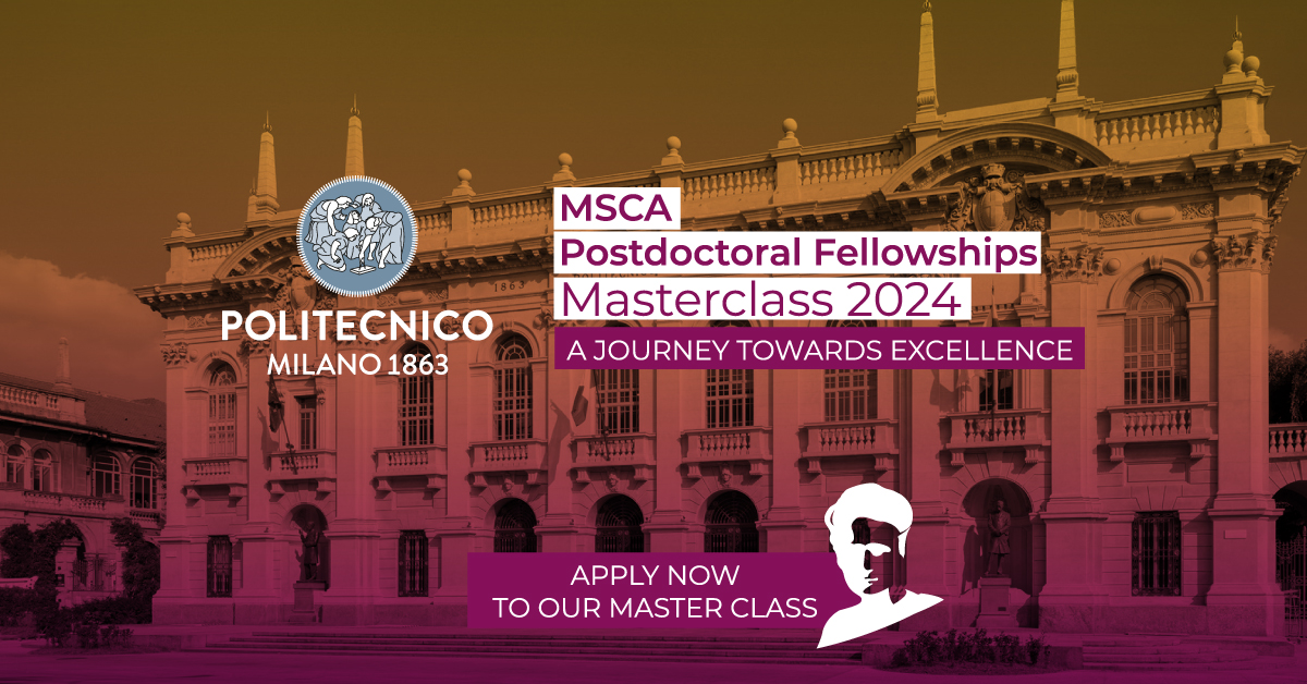 Politecnico di Milano (@polimi) on Twitter photo Politecnico di Milano launched the 7th edition of the MSCA PF Masterclass for applicants to the #MSCA European Postdoctoral Fellowships call 2024.
Deadline for application: 7 May 2024
<a href="/MSCActions/">Marie Skลodowska-Curie Actions</a>
polimi.it/en/faculty/worโฆ Politecnico di Milano launched the 7th edition of the MSCA PF Masterclass for applicants to the #MSCA European Postdoctoral Fellowships call 2024.
Deadline for application: 7 May 2024
<a href="/MSCActions/">Marie Skลodowska-Curie Actions</a>
polimi.it/en/faculty/worโฆ