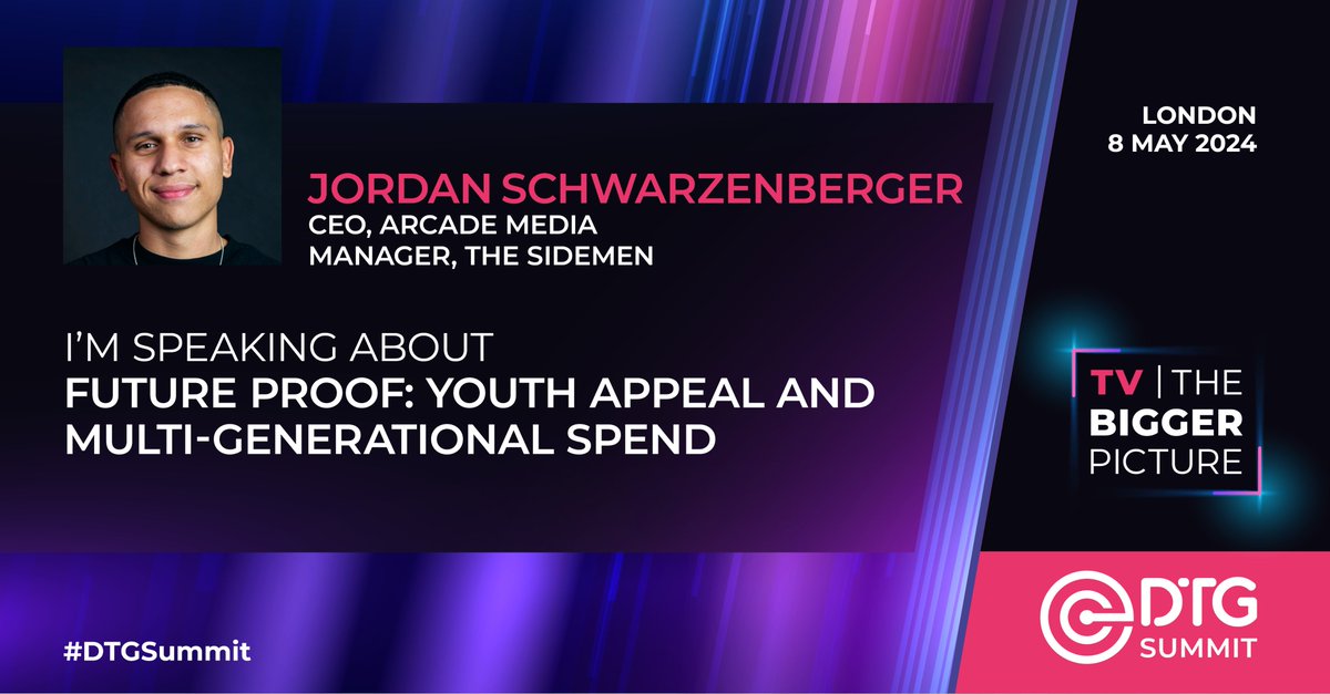 🚀 Exciting insights from The Sidemen's Jordan Schwarzenberger at TV: The Bigger Picture! 🚀 Join us on May 8th for this exclusive session with the co-founder of Arcade Media and visionary manager behind Europe's biggest creators, The @Sidemen. 👉 dtgsummit.com