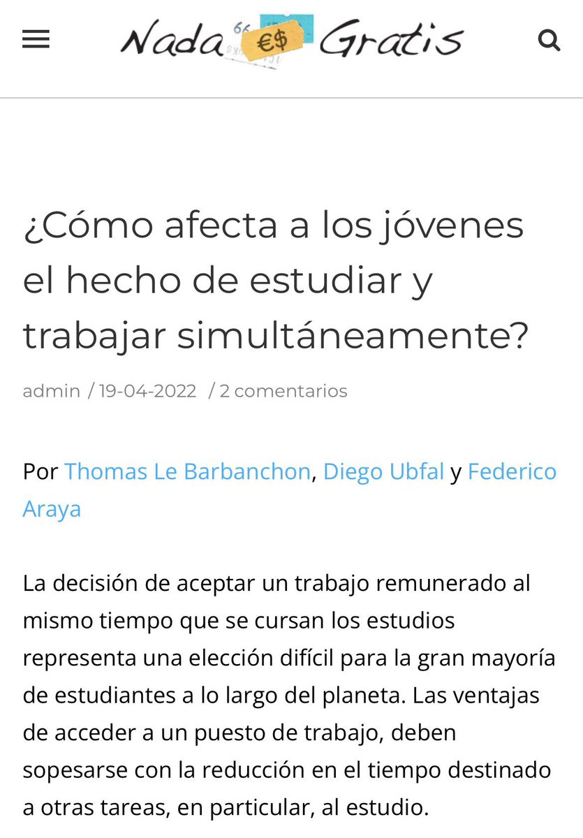 Trabajar y estudiar simultáneamente facilita la transición entre el estudio y el trabajo. Los jóvenes adquieren habilidades en el mundo del trabajo. Habilidades duras (ej., aprender a escribir un reporte) o “blandas” (ej., puntualidad, trabajo en equipo) nadaesgratis.es/admin/como-afe…