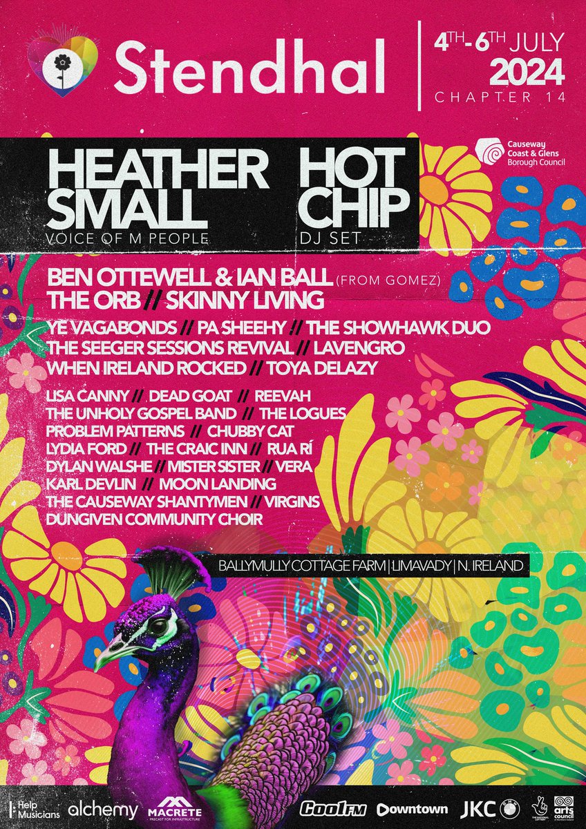 Stendhalireland's tweet image. Delighted to bring you the first part of our music programme for this years festival.
Join us on July 4th-6th for some outstanding performances from; @MPeopleHeatherS  @Hot_Chip (DJ Set) @Orbinfo, @ottewellben and Ian Bell of @gomeztheband @skinnylivinguk @yevagabonds and more.