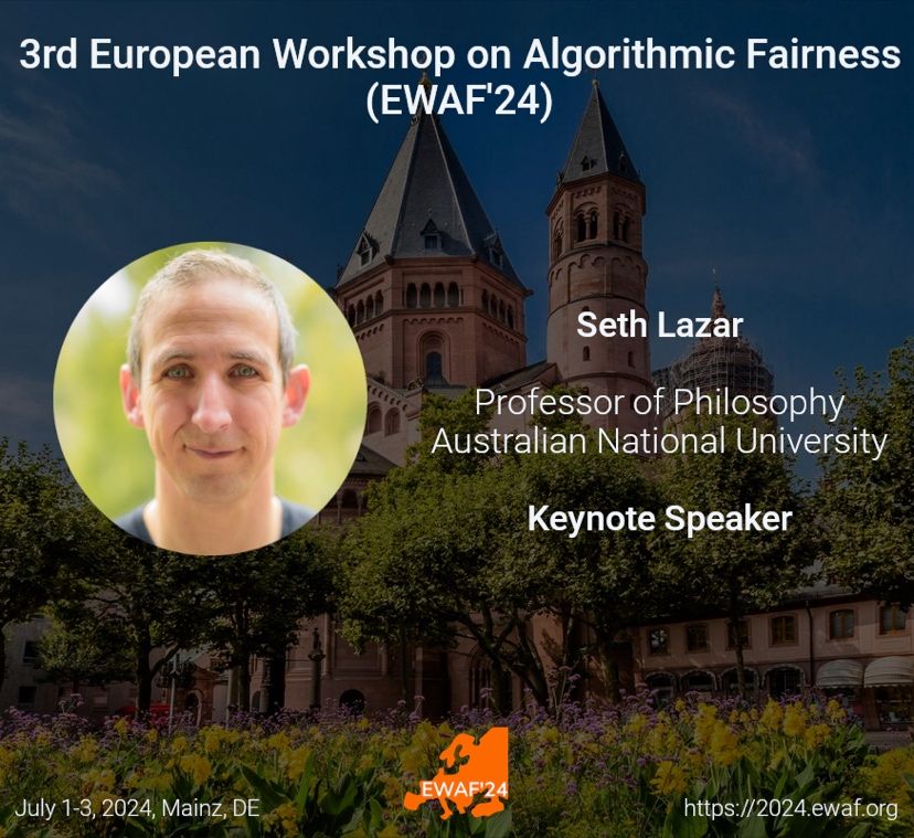 European Workshop on Algorithmic Fairness (@ewafworkshop) on Twitter photo We're excited to announce Seth Lazar (<a href="/sethlazar/">Seth Lazar</a>) as one of our keynote speakers for #EWAF24 ๐ We're excited to announce Seth Lazar (<a href="/sethlazar/">Seth Lazar</a>) as one of our keynote speakers for #EWAF24 ๐