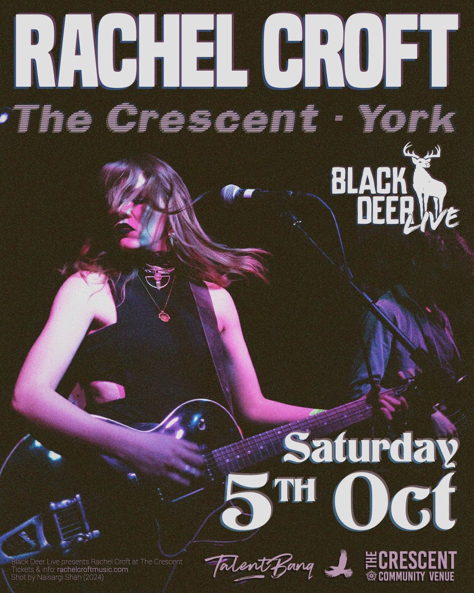 Roots-rocker @RachelCroft27 returns to York for an explosive hometown show, backed with full band, this October in The Crescent! Tickets on sale now. >> thecrescentyork.com w/ @blackdeerfest & @talentbanq