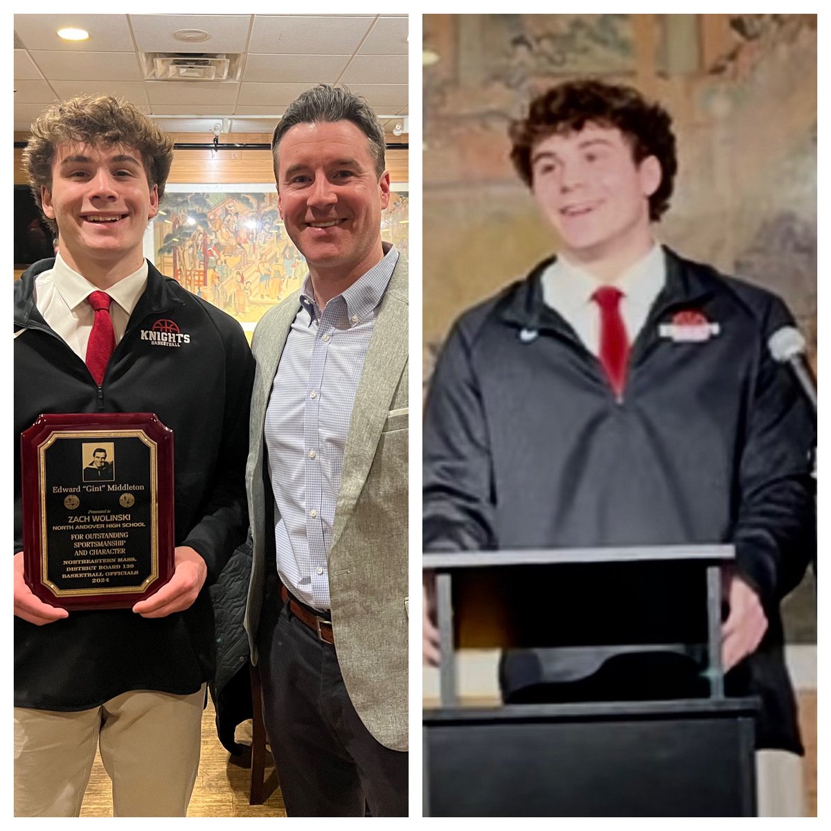 Last night <a href="/ZachWolinski/">zachwolinski</a> received the IAABO Board 130 Player of the Year award. Well deserved!! <a href="/NA_Athletics/">Scarlet Knights</a>