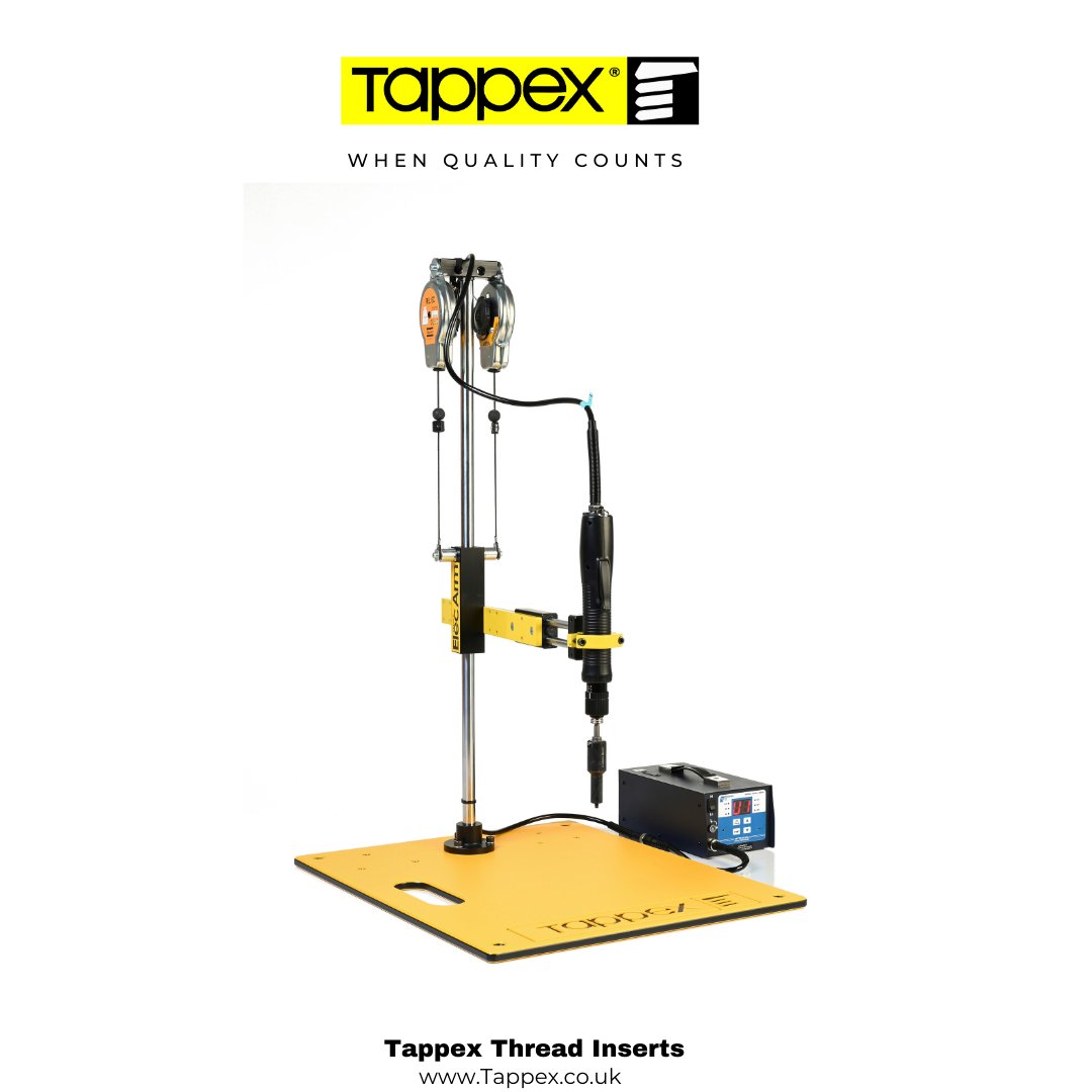 The Tappex Elecarm - Electric installation tool for self-tappings - Installs Tappex inserts correctly and consistently to help improve product quality and productivity - check out the video now #fasteners bit.ly/3ry8fG5
