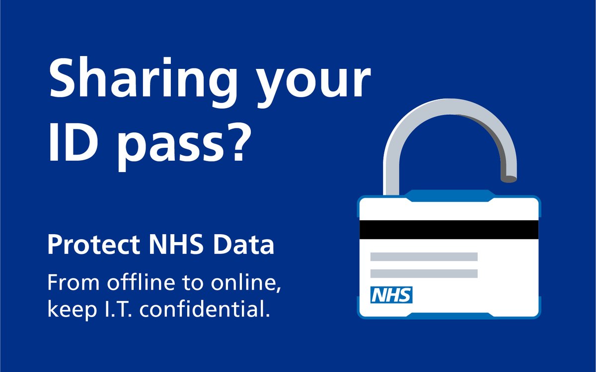 Sharing your ID pass? Stolen or fake NHS passes allow criminals to gain access to buildings and confidential data. Keep your pass safe, and don't share it with others on social media. From offline to online, keep I.T. confidential digital.nhs.uk/keep-it-confid…